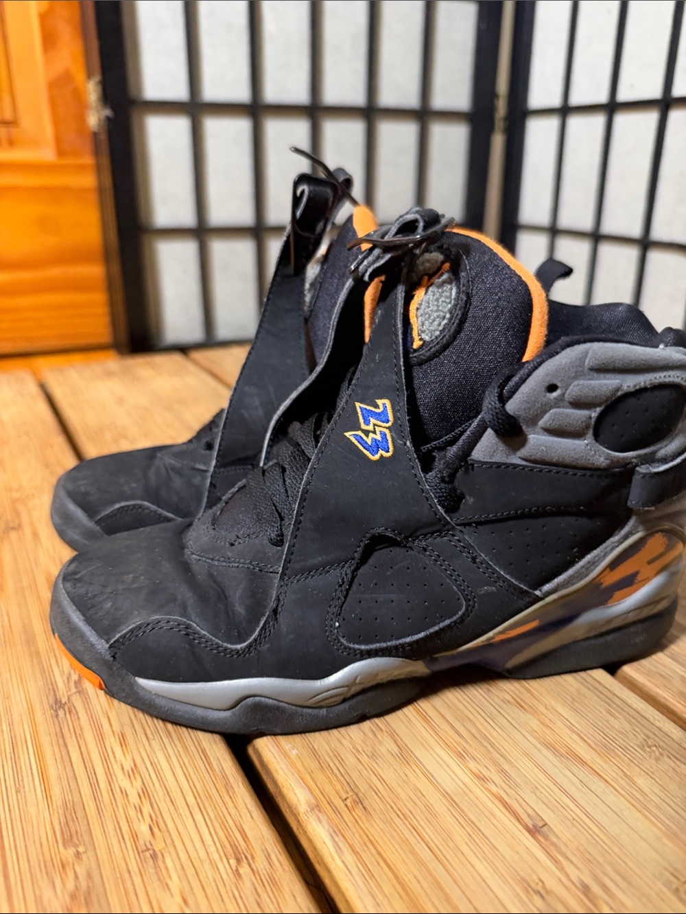 Jordan Black and Orange High-Top Sneakers